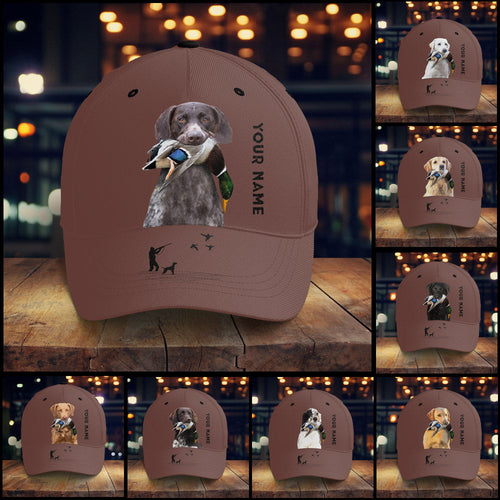 Waterfowl Duck Hunting custom name Hat with many Duck dog breeds to choose