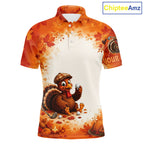 Thanksgiving Turkey Golf Polo Shirt Custom Name, Personalized Fall Golf Tops