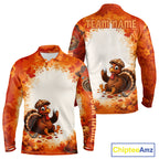 Thanksgiving Turkey Golf Polo Shirt Custom Name, Personalized Fall Golf Tops