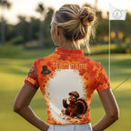 Thanksgiving Turkey Golf Polo Shirt Custom Name, Personalized Fall Golf Tops