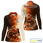 Personalized Vintage Autumn Golf Tops, Thanksgiving Turkey Golf Polo Shirt Custom Name