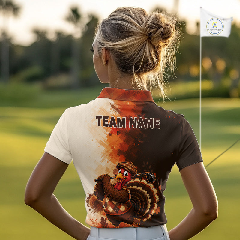 Personalized Vintage Autumn Golf Tops, Thanksgiving Turkey Golf Polo Shirt Custom Name