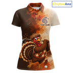 Personalized Vintage Autumn Golf Tops, Thanksgiving Turkey Golf Polo Shirt Custom Name