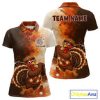 Personalized Vintage Autumn Golf Tops, Thanksgiving Turkey Golf Polo Shirt Custom Name