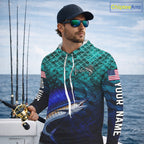 American Flag Sailfish Fish Long Sleeve Hooded Performance Fishing Shirt Custom Angler Tournament Jersey