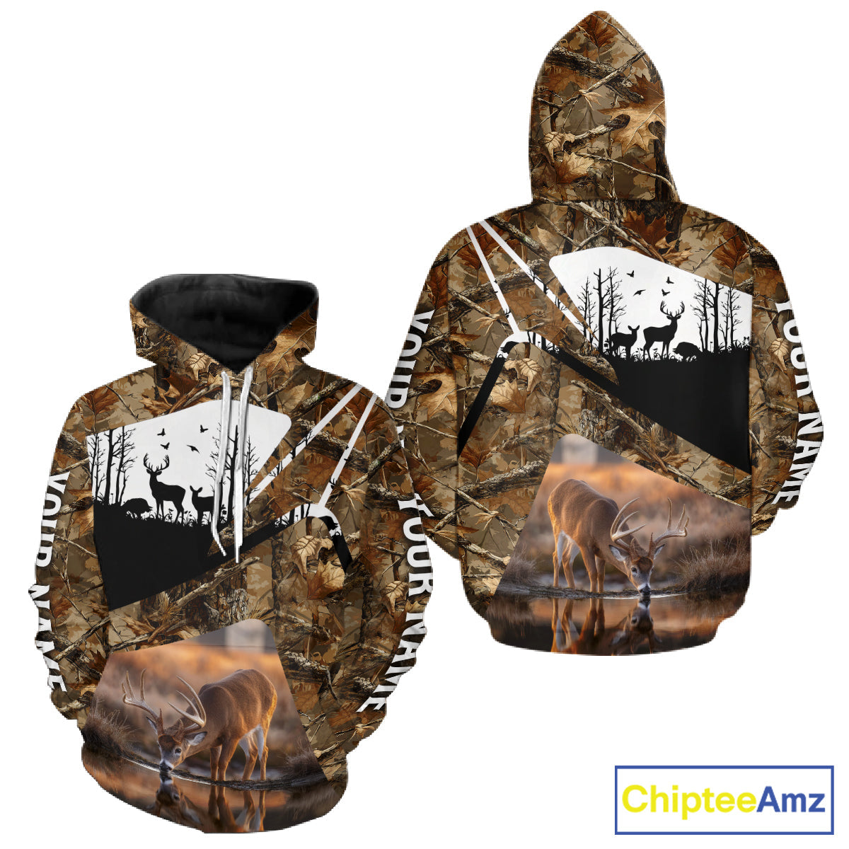 Deer Hunting 3D All Over Print Shirt Personalized Brown Fall Season Camo Hunting Clothes