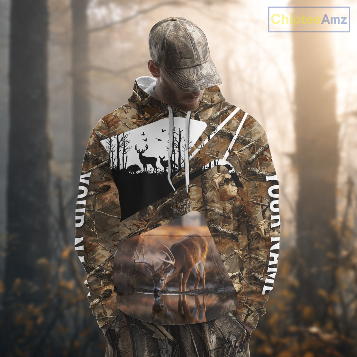 Deer Hunting 3D All Over Print Shirt Personalized Brown Fall Season Camo Hunting Clothes