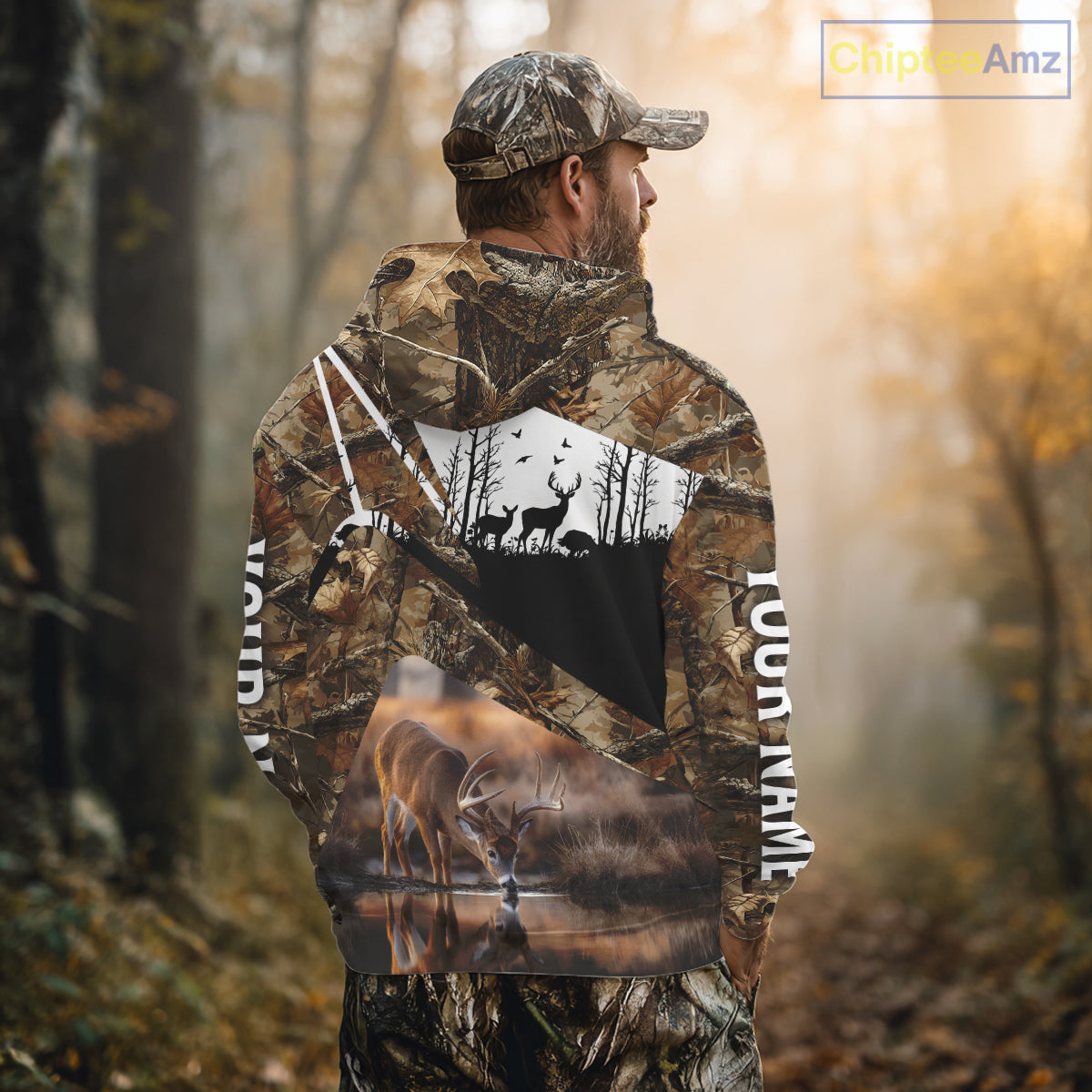 Deer Hunting 3D All Over Print Shirt Personalized Brown Fall Season Camo Hunting Clothes