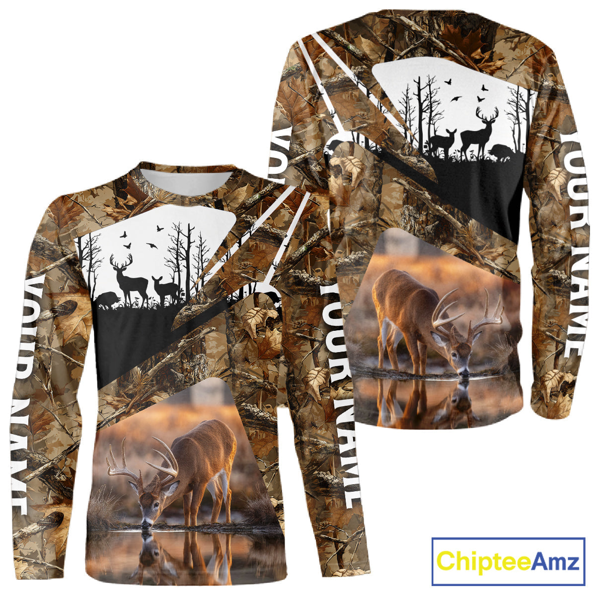 Deer Hunting 3D All Over Print Shirt Personalized Brown Fall Season Camo Hunting Clothes