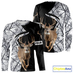 Deer Hunting Big Game Black Camo Gray Custom Name 3D All Over Print Shirts, Hunting Gifts