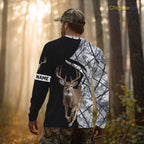 Deer Hunting Big Game Black Camo Gray Custom Name 3D All Over Print Shirts, Hunting Gifts