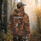 Skull Deer Hunting 3D Brown Camo Autumn Custom Name All Over Print Shirt Hunting Clothes
