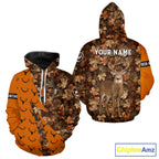 Whitetail Deer Hunting Orange and Autumn Camo Shirts, Personalized Hunting Shirt