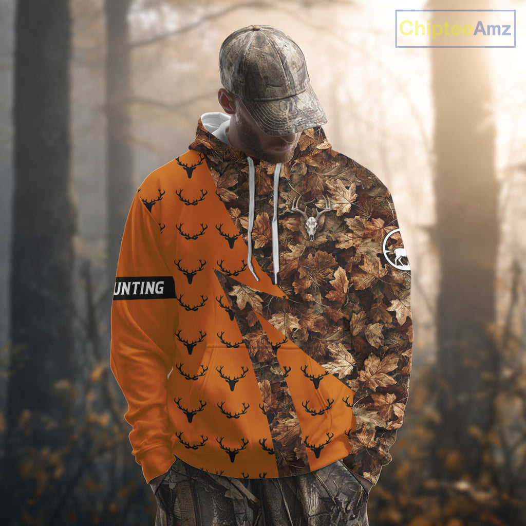 Whitetail Deer Hunting Orange and Autumn Camo Shirts, Personalized Hunting Shirt
