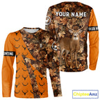 Whitetail Deer Hunting Orange and Autumn Camo Shirts, Personalized Hunting Shirt