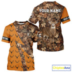 Whitetail Deer Hunting Orange and Autumn Camo Shirts, Personalized Hunting Shirt