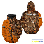 Whitetail Deer Hunting Orange and Autumn Camo Shirts, Personalized Hunting Shirt