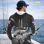 American Flag Bowfishing Shirt With Carp Design, Fishing Shirts Hooded Long Sleeve