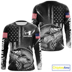 American Flag Bowfishing Shirt With Carp Design, Fishing Shirts Long Sleeve