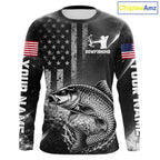 American Flag Bowfishing Shirt With Carp Design, Fishing Shirts Long Sleeve