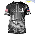 American Flag Bowfishing Shirt With Carp Design, Fishing Shirts Short Sleeve