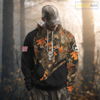 Deer Hunting Shirt 3D Autumn Camo Custom Name With Deer Skull Whitetail And US Flag
