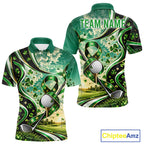 St Patricks Day Golf Polo Shirt Custom Shamrock Lucky Clover Team Tournament Jersey