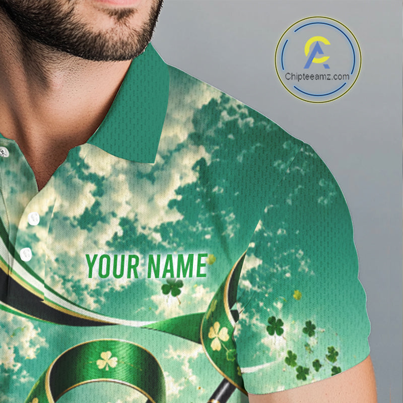 St Patricks Day Golf Polo Shirt Custom Shamrock Lucky Clover Team Tournament Jersey
