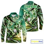 St Patricks Day Golf Polo Shirt Custom Shamrock Lucky Clover Team Tournament Jersey