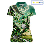 St Patricks Day Golf Polo Shirt Custom Shamrock Lucky Clover Team Tournament Jersey