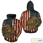 Beagle Dog Chasing Rabbit 3D American Flag Camo Custom Name Shirt, Rabbit Hunting Clothing