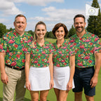 's Golf Polo Shirt Colorful Floral Flamingo Pattern Tropical Leaves Custom Name