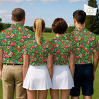 's Golf Polo Shirt Colorful Floral Flamingo Pattern Tropical Leaves Custom Name