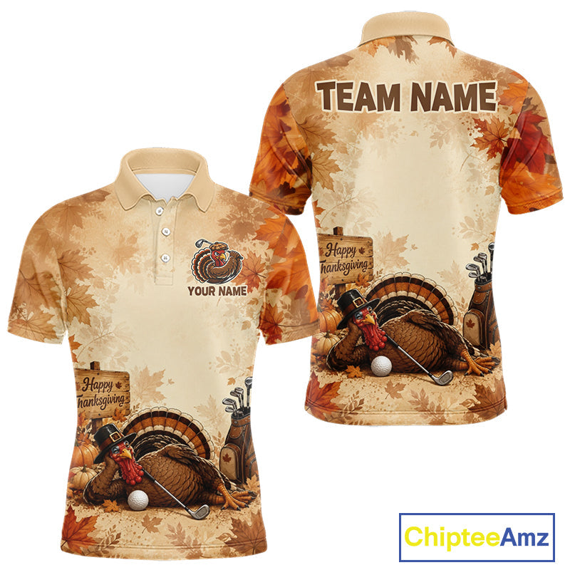 Thanksgiving Golf Shirt Personalized Turkey Golf Shirt Custom Name Team Name