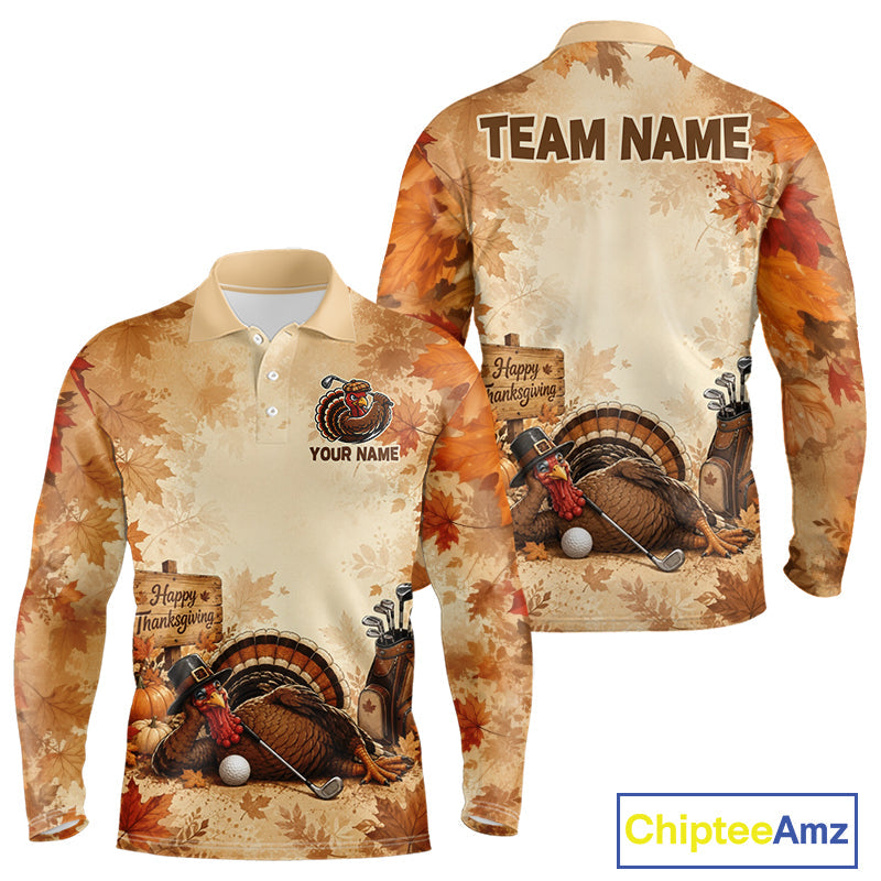 Thanksgiving Golf Shirt Personalized Turkey Golf Shirt Custom Name Team Name