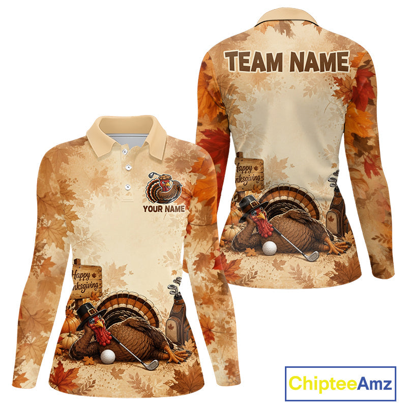 Thanksgiving Golf Shirt Personalized Turkey Golf Shirt Custom Name Team Name
