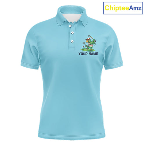 Personalized Golf Polo Shirt Custom Name Funny Green Parrot Design