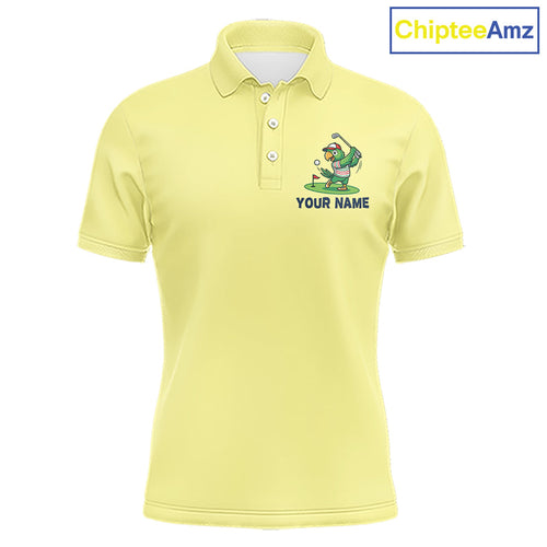 Personalized Golf Polo Shirt Custom Name Funny Green Parrot Design