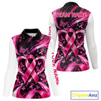 Personalized Pink Ribbon Golf Shirt With Name, Custom Team Name Golf Polo Shirt