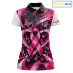 Personalized Pink Ribbon Golf Shirt With Name, Custom Team Name Golf Polo Shirt