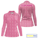 Personalized Stick Figure Golf Pink Polo Shirt, Custom Golf Girl Polo Shirt, Golf Tops