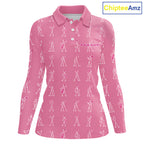 Personalized Stick Figure Golf Pink Polo Shirt, Custom Golf Girl Polo Shirt, Golf Tops