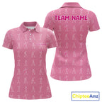 Personalized Stick Figure Golf Pink Polo Shirt, Custom Golf Girl Polo Shirt, Golf Tops