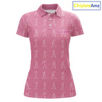 Personalized Stick Figure Golf Pink Polo Shirt, Custom Golf Girl Polo Shirt, Golf Tops