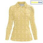 Personalized Stick Figure Golf Yellow Polo Shirt, Custom Golf Girl Polo Shirt, Golf Tops