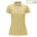 Personalized Stick Figure Golf Yellow Polo Shirt, Custom Golf Girl Polo Shirt, Golf Tops