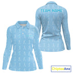 Personalized Stick Figure Golf Blue Polo Shirt, Custom Golf Girl Polo Shirt, Golf Tops
