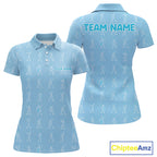 Personalized Stick Figure Golf Blue Polo Shirt, Custom Golf Girl Polo Shirt, Golf Tops