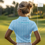 Personalized Stick Figure Golf Blue Polo Shirt, Custom Golf Girl Polo Shirt, Golf Tops