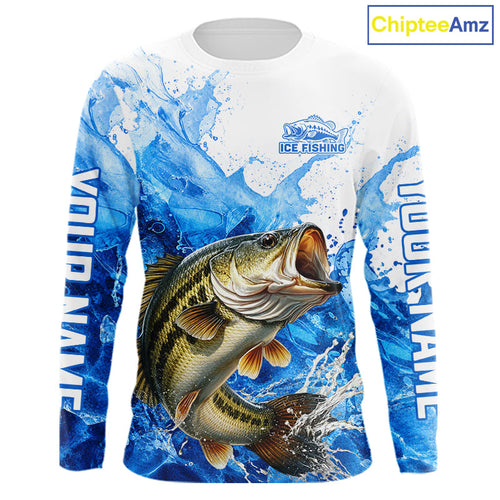 Bass Fishing Shirt, Ice Fishing Long Sleeve Shirt, Largemouth Bass Fishing Apparel